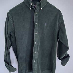 Ralph Lauren Green Corduroy Casual Button Down Shirt
